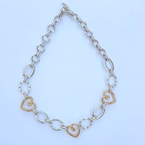 Brighton Gold & Silver Heart Link Necklace - Two-Tone Women's Jewelry